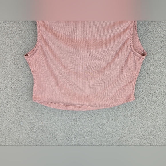 Free People Beach Womens Tank Top Sz L Cropped Pale Pink Ribbed Soft Relaxed - Picture 9 of 9